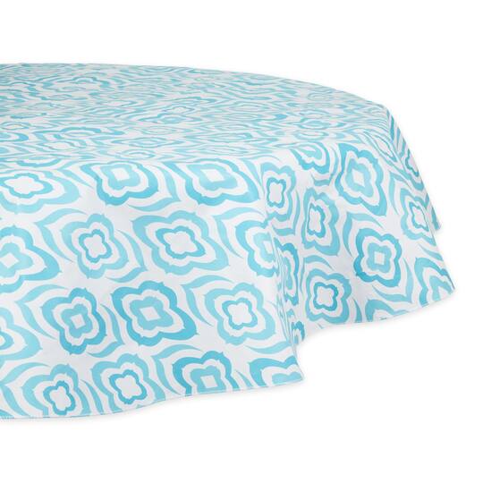 Blue Ikat Vinyl Tablecloth 70" Round